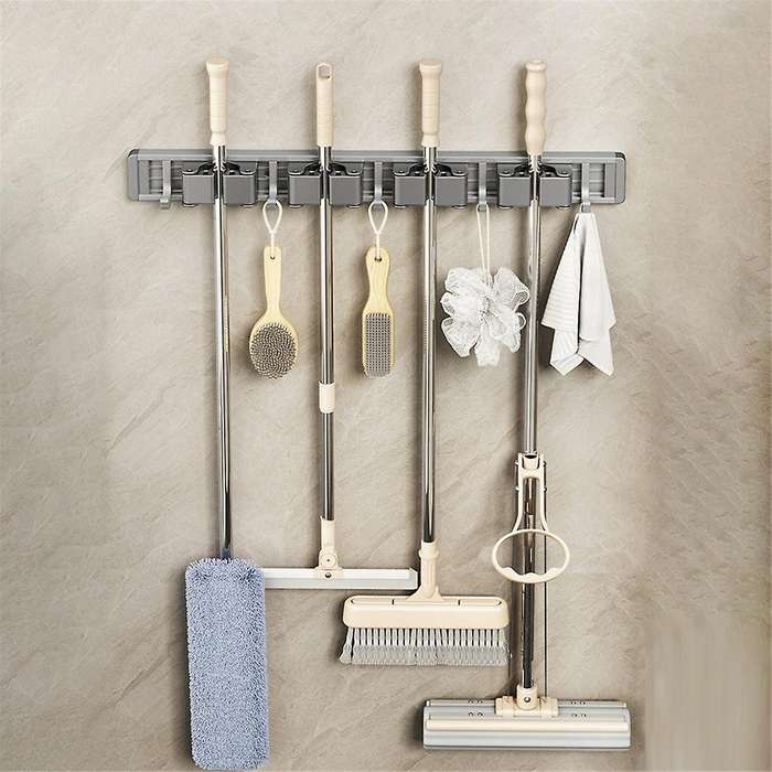Wall Mounted Mop Organizer Clips Self-adhesive Bathroom Mop Broom Hanger Holder Rack Hooks Mop Clip