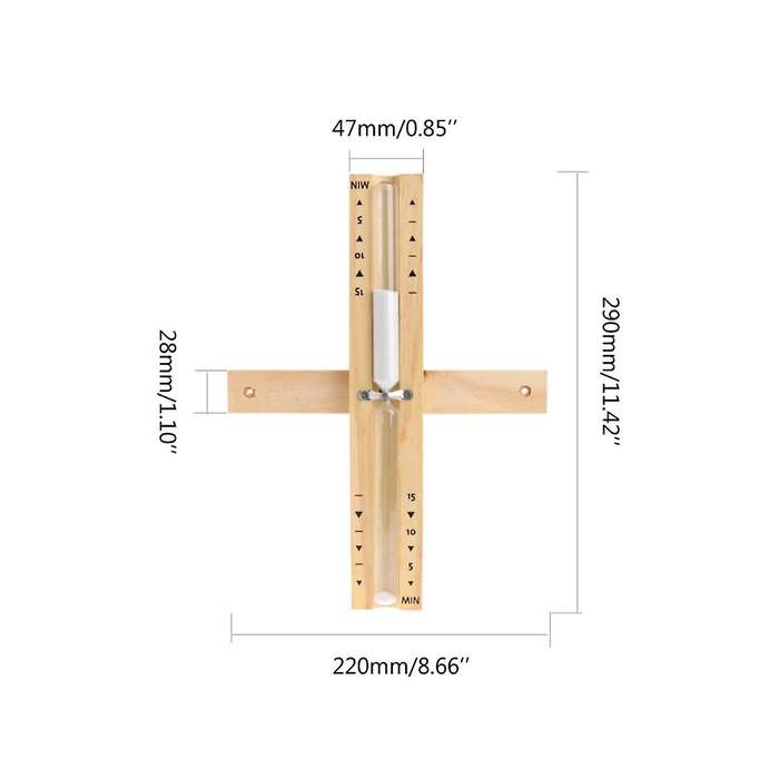 Wall-mounted Hourglass Wooden Hourglass White Sand Timer 15 Minutes
