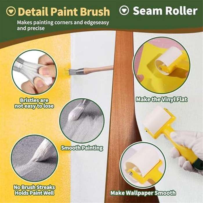 Wallpaper Smoothing Tool Kit, Seam Roller, for Wallpaper Hanging Contact Paper Vinyl Application Wal