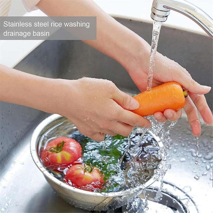 Washing Bowl Made of Stainless Steel, Sieve for Washing and Vegetables