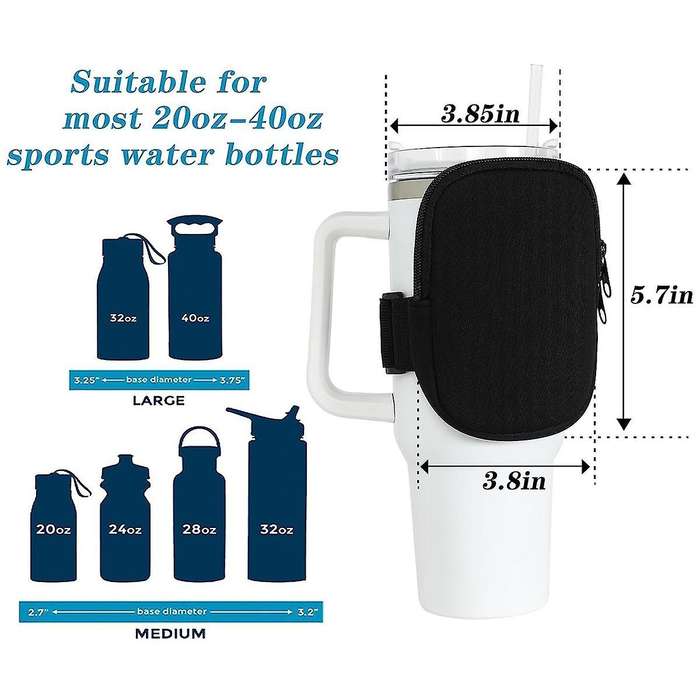 Water Bottle Pouch for Quencher Adventure 40 Oz,for Women Storage Sleeve Pocket for Walking, Running