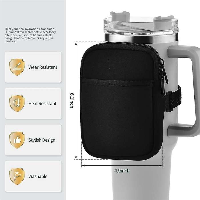 Water Bottle Pouch for Quencher Adventure 40oz,pouch with Pocket, for Cards, Keys, Wallet, Earphone