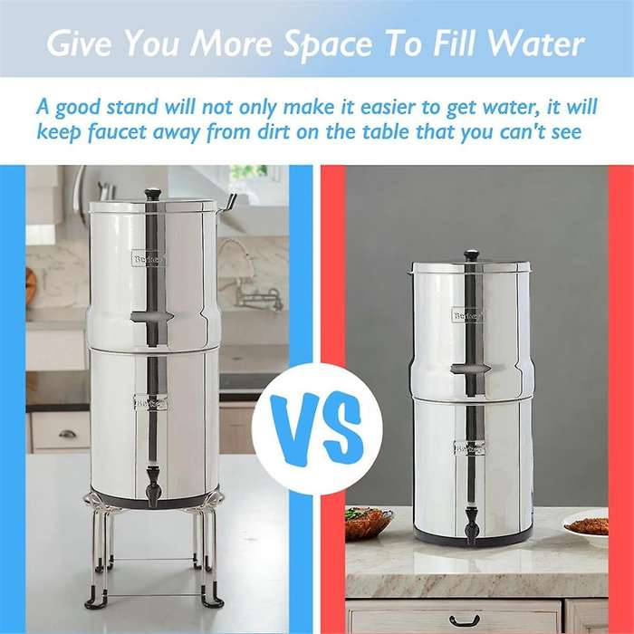 Water Filter Stand, 9inch Diameter Countertop Stand with Hooks, Fit Most Medium Gravity Water Filte