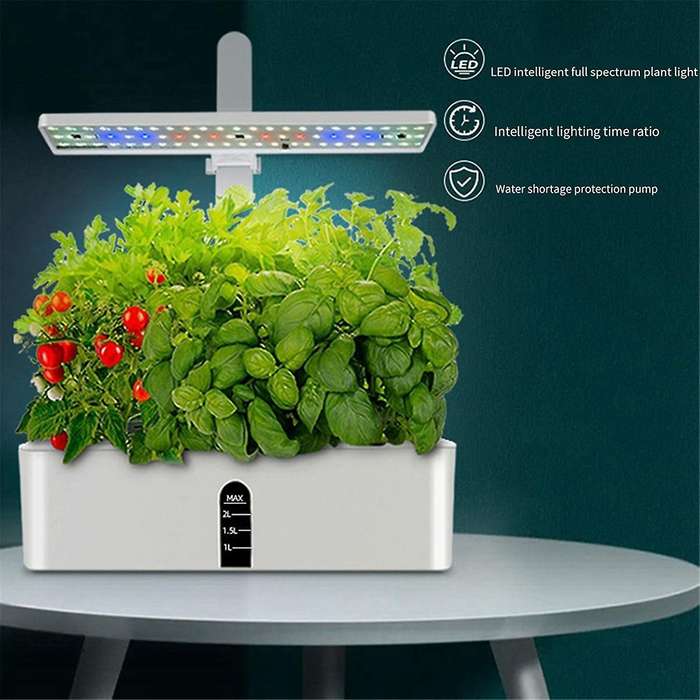 Water Pump Smart Hydroponics Growing System Indoor Garden Kit 9 Pods Automatic Timing with Height Ad
