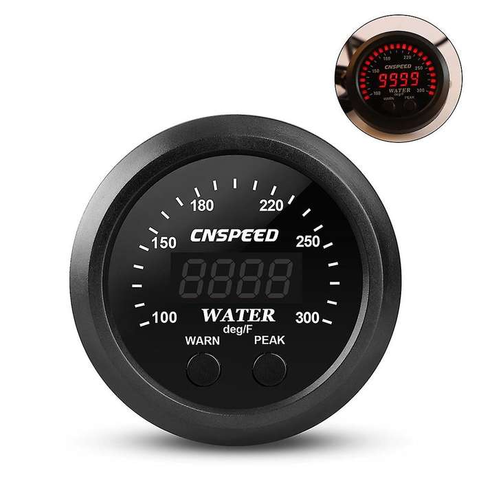 Water Temp Gauge Digital Display 12V Ultra-Thin Universal Water Temperature Meter with Sensor LED In