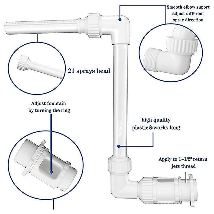 Waterfall Pool Fountain Water Adjustable Fun Sprinklers Pool Decor, Fits Most 1.5 in Ground
