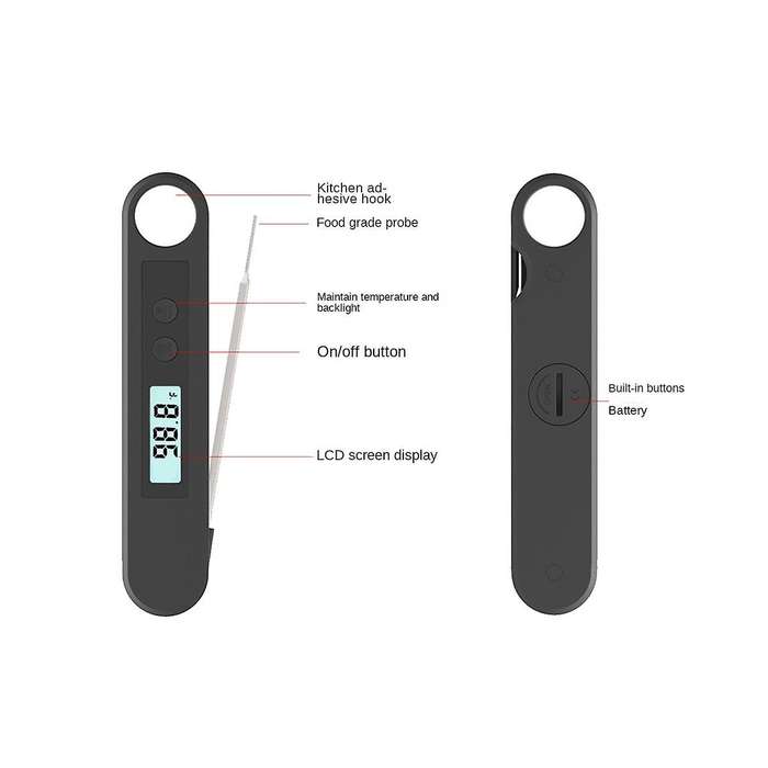 Waterproof Digital Backlight Folding Barbecue Kitchen Cooking Instant Reading Meat Thermometer