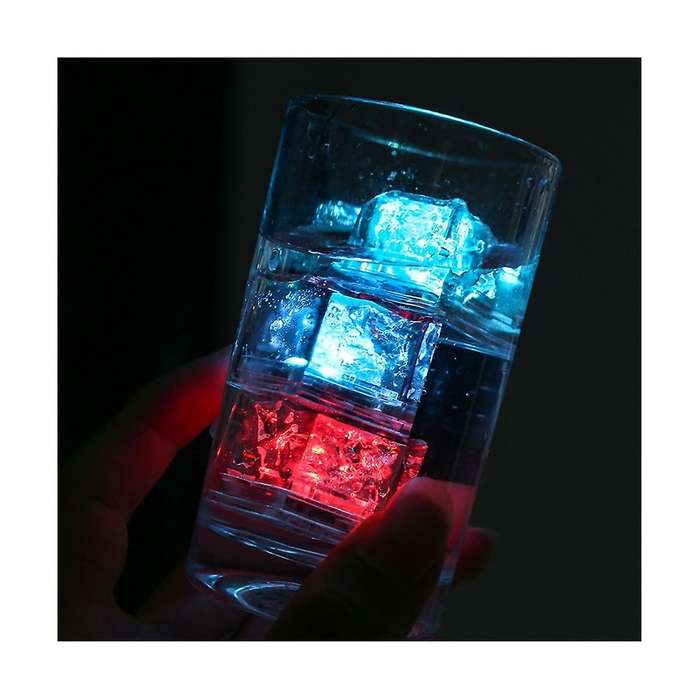 Waterproof Led Ice Cube, 12pcs Multi Color Flashing Glow In The Dark Led Light Ice Cube Glowinthedar