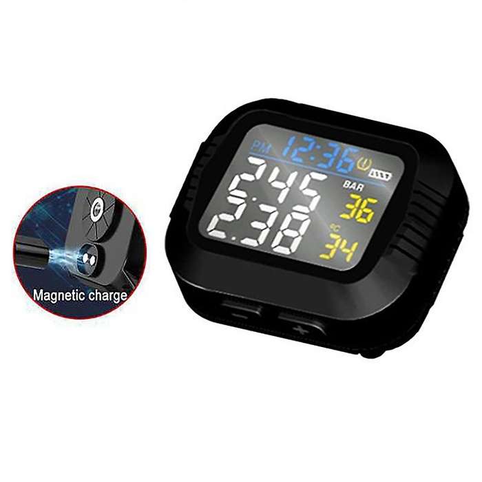 Waterproof Motorcycle Real Time Tire Pressure Monitoring System External Sensor Wireless Lcd Displa