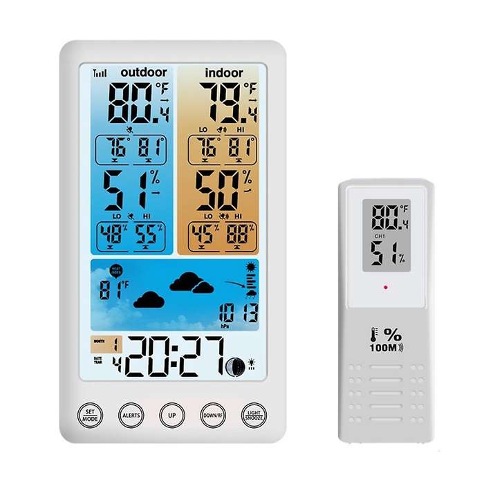 Weather Station Wireless Outdoor Hygrometer Digital Thermometer mmHg Barometer Digital Hygrometer Al