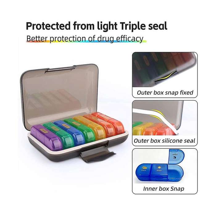 Weekly Contains 7 Cute Box 3 Times A Day, Am Pm Medication Organizer Travel Essentials