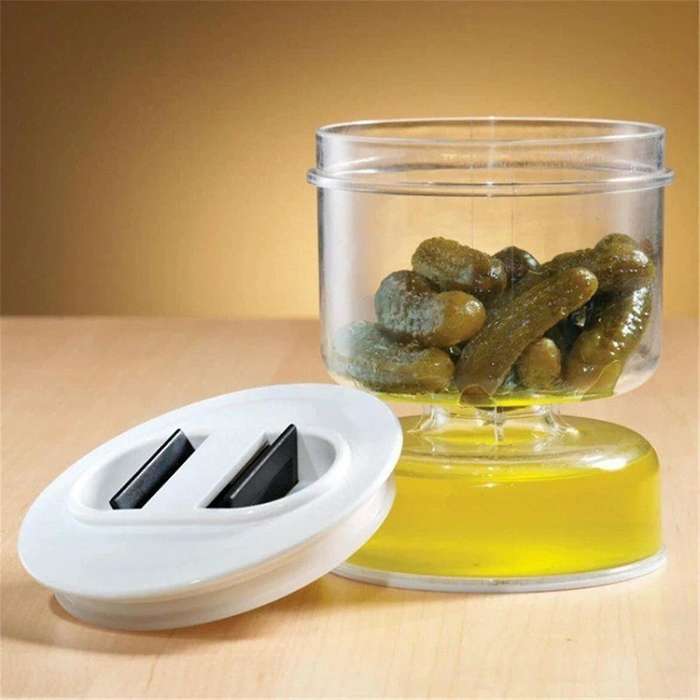 Wet and Dry Dispenser, Hourglass Jar Cucumber Container for Kitchen Food Juice Separation Tool New