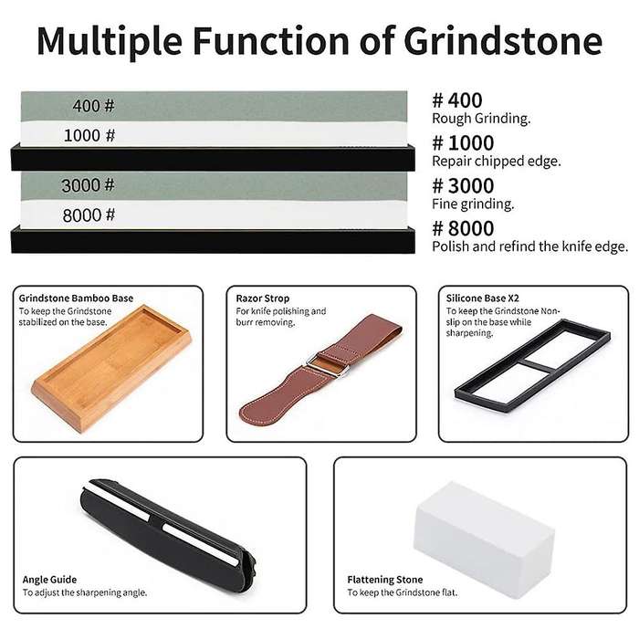 Whetstone Set-Premium Whetstone Sharpener Stone 2 Side Gravel 400/1000 3000/8000-Whetstone Set