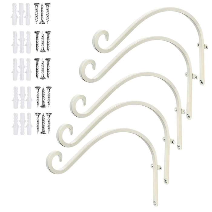 White Gardening Hook Flower Rack Balcony Garden Hanging Flower Rack Hook Hanging Plant Bracket Wall
