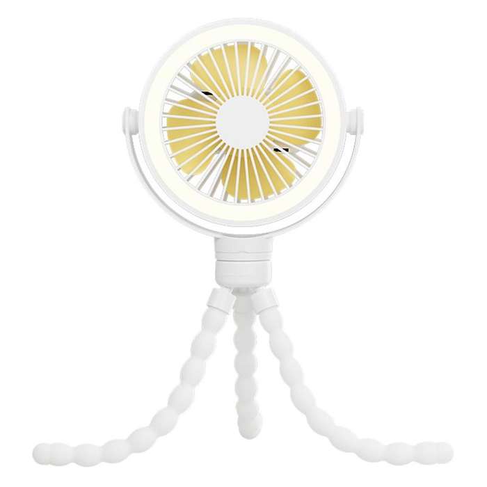 White Portable Rechargeable Baby Stroller Fan Clip-on Octopus Night Light Mini Personal Handheld Por