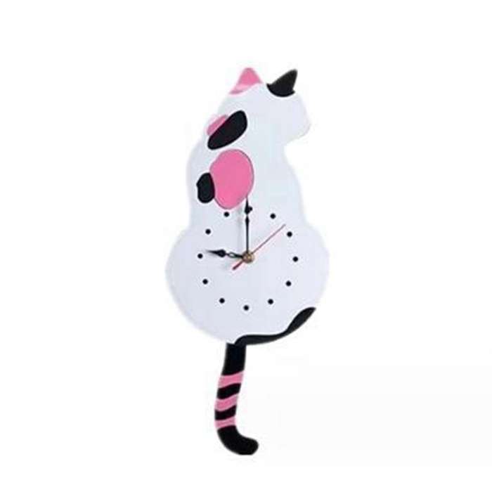 White- Pendulum Wall Clock, Clock, Clock with Moving Tail, Swinging,whimsical Funny Wall Clocks