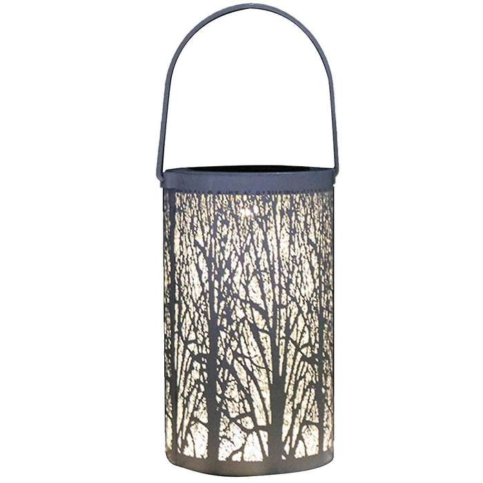 White Tree Trunk Solar Hollow Light Iron Pattern Projection Light Outdoor Courtyard Garden Decorativ