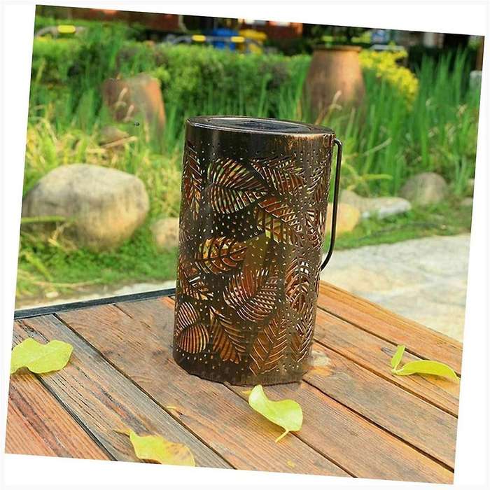 White Tree Trunk Solar Hollow Light Iron Pattern Projection Light Outdoor Courtyard Garden Decorativ