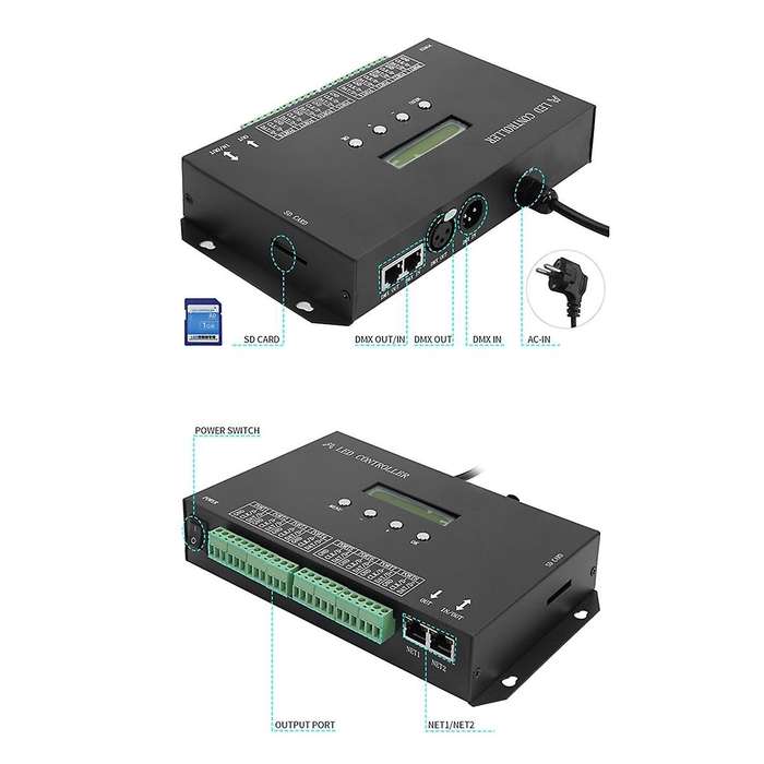WiFI LED Pixel Controller Artnet to SPI Supports Software LAN Synchrony SD Card DMX512 Console (H807