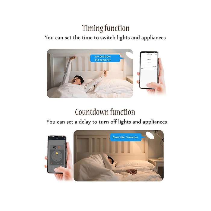 WiFi Smart Switch Tuya Smart Life App 16A 100-240V with for Alexa and for Google Home Voice Control