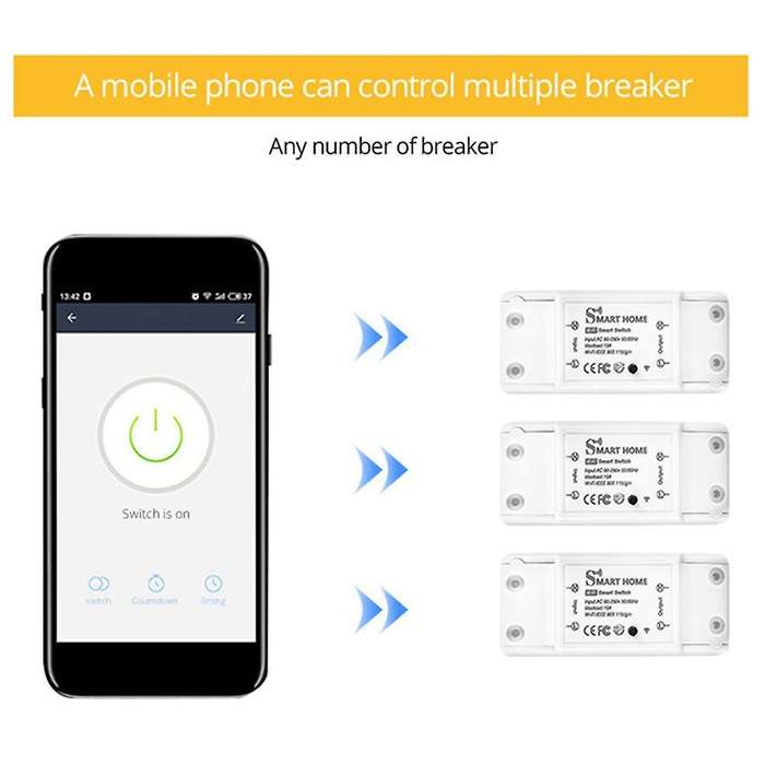 WiFi Wireless Smart Switch with RF Receiver for Smart Home, No Hub Required, Support DIY Module. (2-