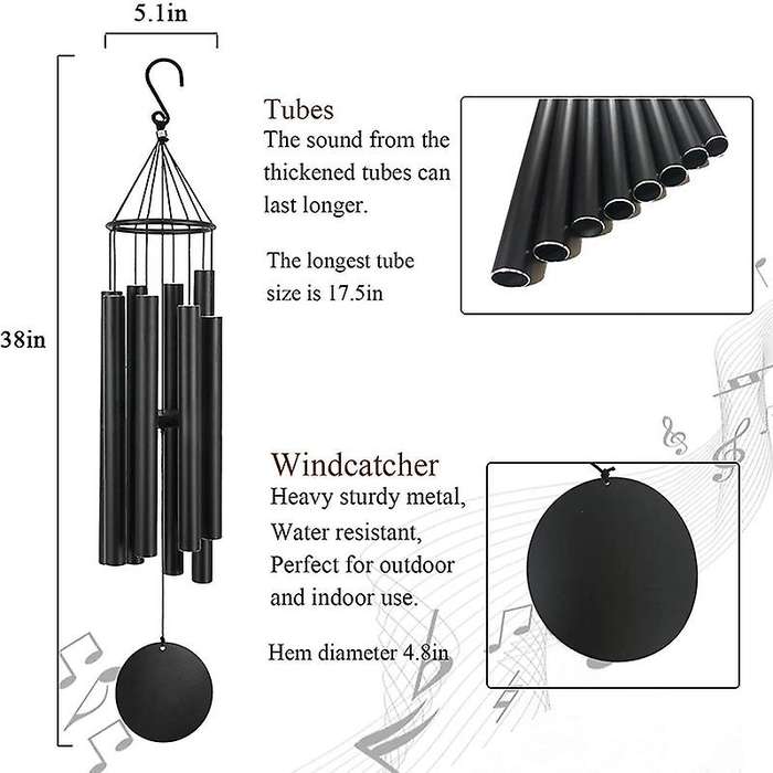 Wind Chimes Outdoors Large Deep Tone, Memorial Wind Chimes for Outside & 8 Tuned Tubes, Sympathy Win