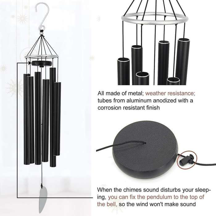 Wind Chimes Outdoor Large Deep Tone 36 Inch for Outside Tuned Relaxing Soothing Low Bass,Memorial Wi