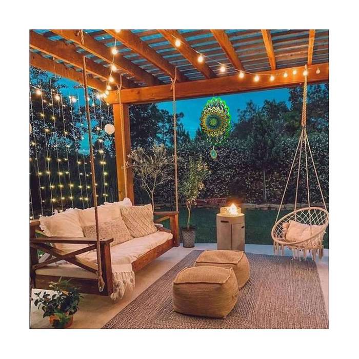 Wind Spinner Metal Rotating Outdoor Garden Hanging Decor Kinetic Sculpture Wind Chimes Yard Decorati