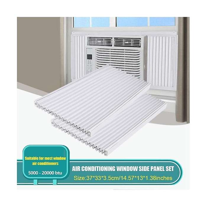 Window Air Conditioner Side Panels with Frame, Room Ac Accordion Filler Curtain Kit Replacement Adju