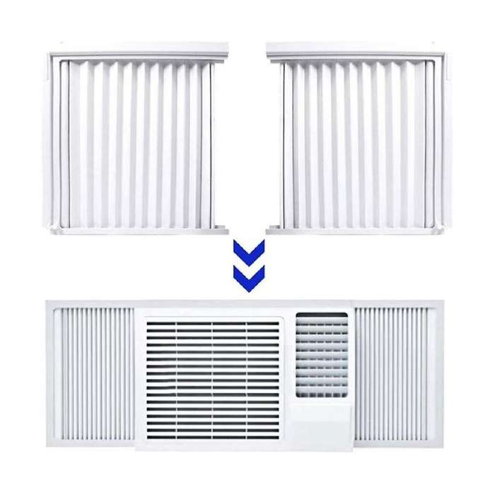Window Air Conditioner Side Panels with Frame, Room Ac Accordion Filler Curtain Kit Replacement Adju