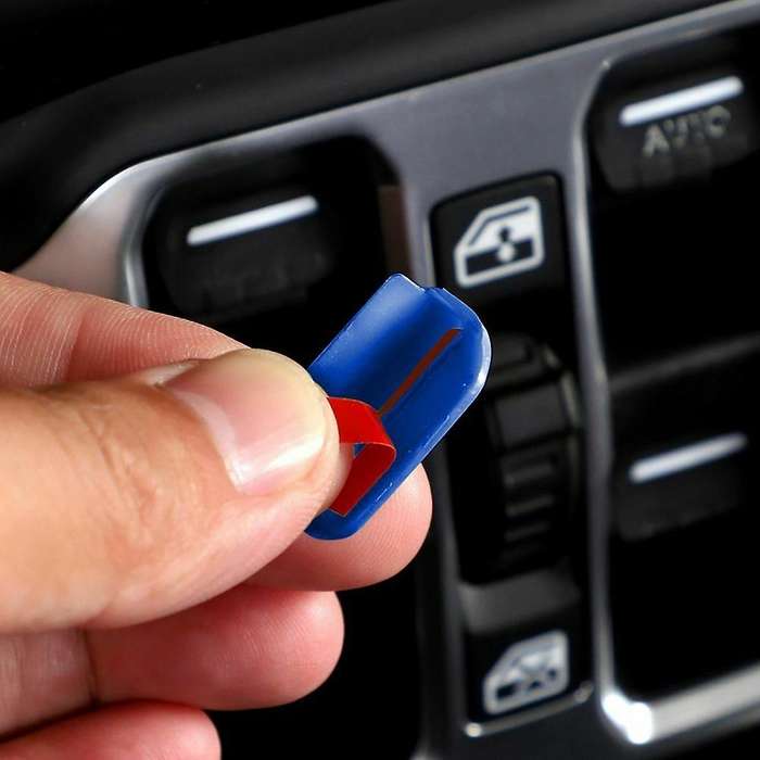 Window Lift Switch Adjust Button Cover Trim ABS Interior Accessories for JL JT 2018-2021 (Blue)