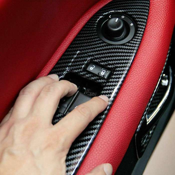Window Lift Switch Panel Cover Trim ABS Interior Accessories for 2009-2014 (Carbon Fiber)