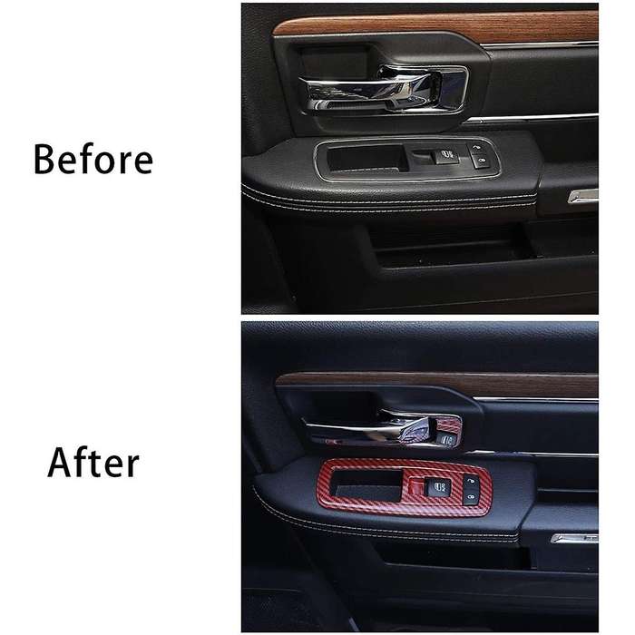 Window Lift Switch Trim ABS Interior Accessories for Charger Durango 2011-2019 RAM 2010-2017 Red Car