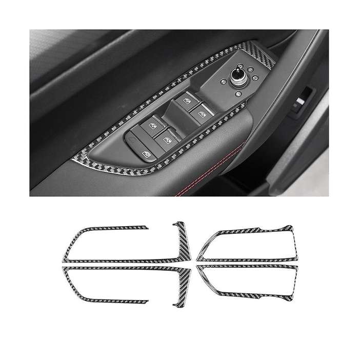 Window Lifting Switch Cover Trim Sticker Decoration Carbon Fiber for Q5 2018-2023 Interior Accessor