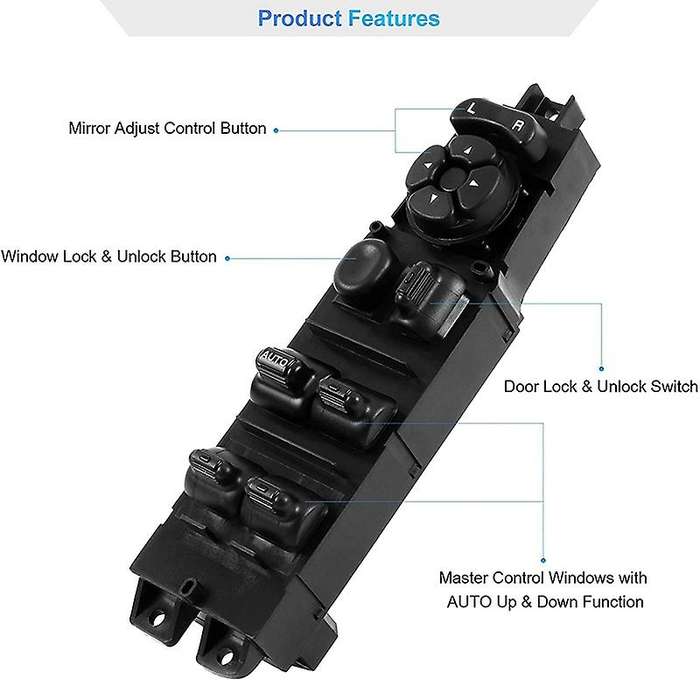 Window Switch and Bezel, Driver Passenger Window Switch Bezel for 2002-2010 Ram 1500/2500/3500, Blac