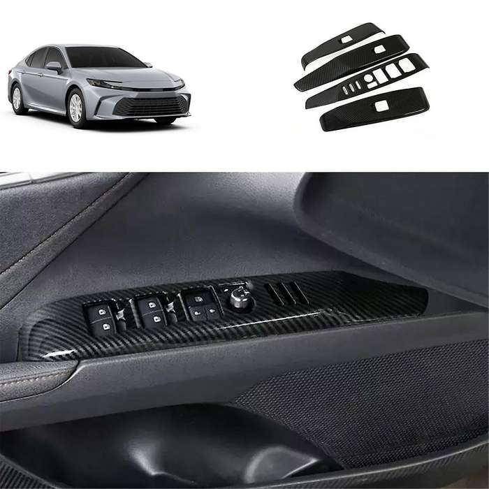 Window Switch Panel Cover Trim with Seat Memory Button for 2024 2025 Accessories Carbon Fiber LHD