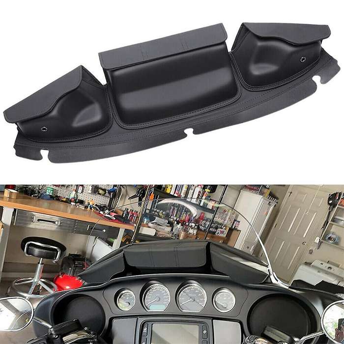 Windshield Bag Three Pocket Batwing Fairing Pouch for 2014-2022 Touring Glide, Street Glide Glide