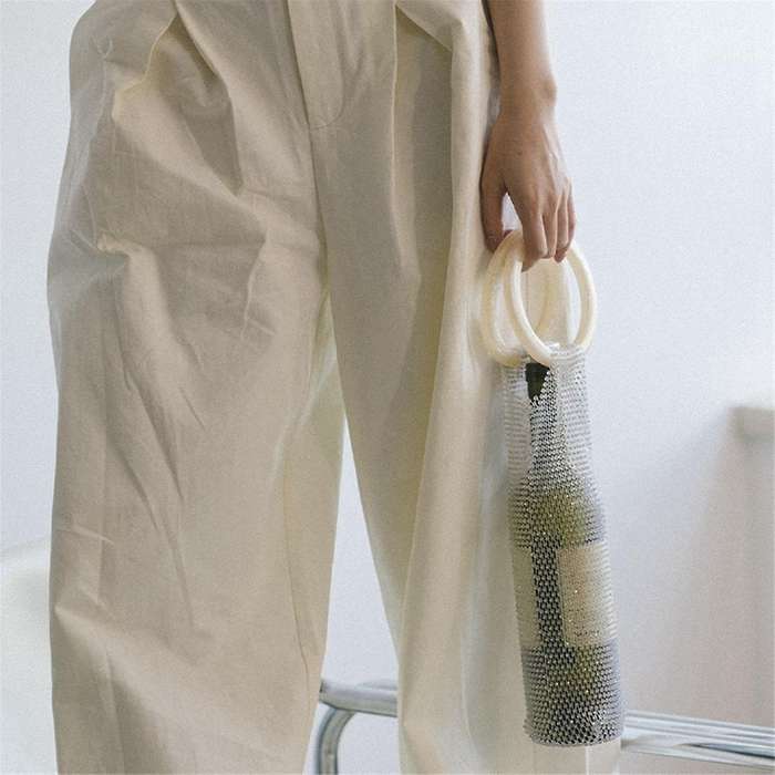 Wine Bag, Elastic Net Sturdy Handle Wedding Gift, Sparkly Beautiful Reusable Wine Bag for Wedding Bi