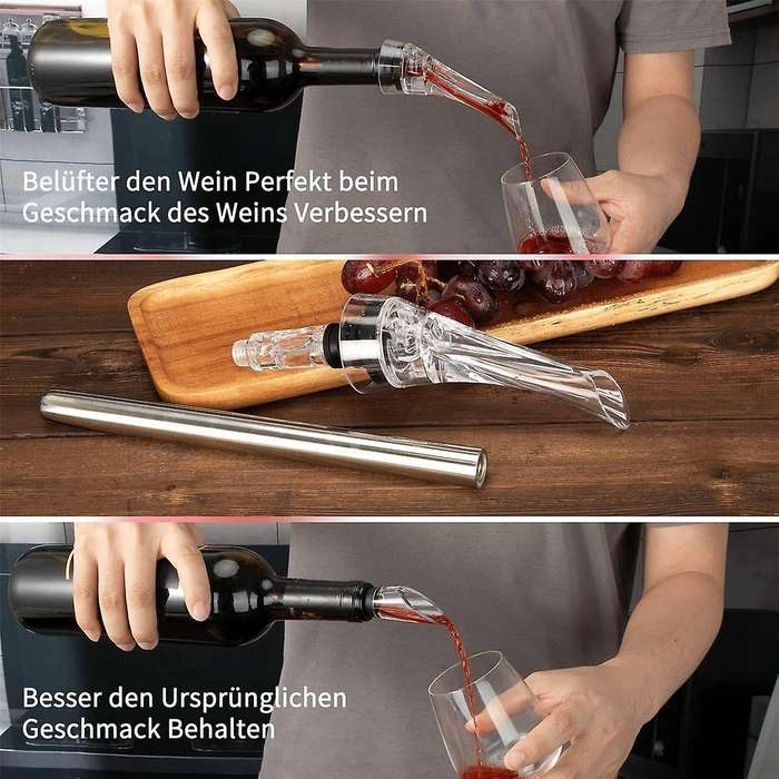 Wine Cooling Stick, Wine Cooler Stick Set Including 2 Different Decanters + 2 Pieces Stainless Steel