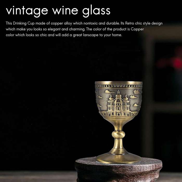 Wine Cup Small Goblet Household Copper Wine Glass Carving Pattern