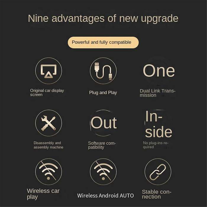Wireless Carplay Android Adapter Android Auto Car Adapter 2-In-1 Wireless Adapter Convert Wired to