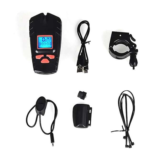 Wireless Code Meter Bicycle Light, Rechargeable Headlight with Horn, Speedometer Odometer, for All M