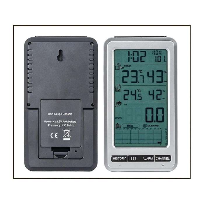 Wireless Digital Rain Gauge with Self-emptying Collector 3-in-1 Weather Station Rainfall History Al