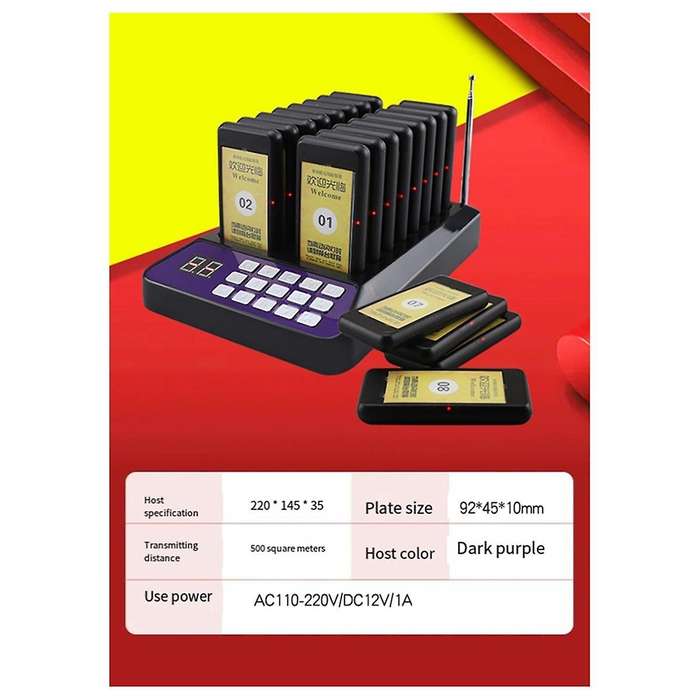 Wireless Meal Pickup Device, Restaurant Cafe Vibrating Meal Pickup Caller, Meal Calling Device Eu-pl