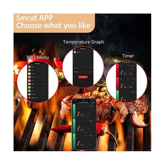 Wireless Meat Food Thermometer Kitchen Cooking Tool Oven Grill Bbq Steak Bluetooth Temperature Mete