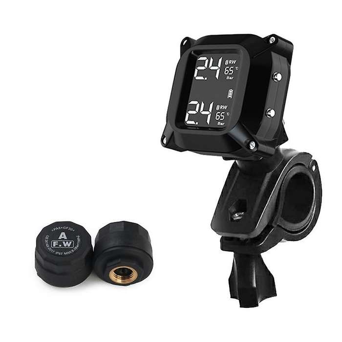 Wireless Motorcycle TPMS Tire Pressure Monitoring System Solar External LCD Display Temperature Moni
