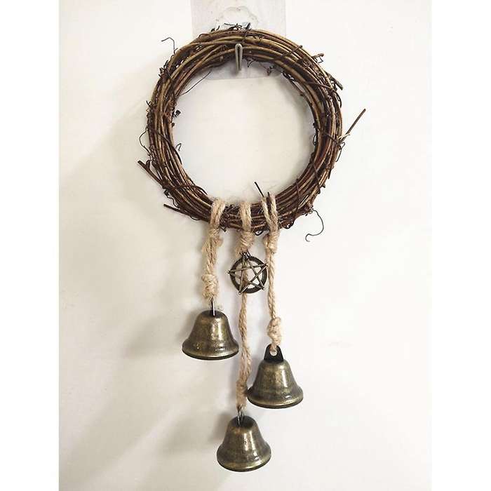 Witch Bells Handmade Pentagram Witch Rattan Bells Home Protection Door Hanger Hanging Witch Bells Ho