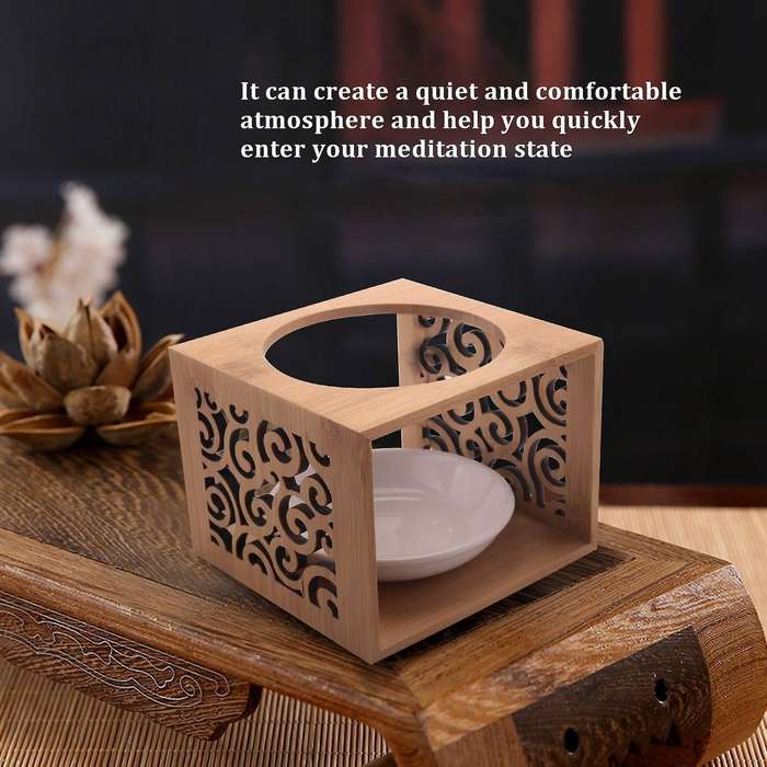 Wooden Bamboo Hollow Lamp Oil Furnace Candle Holder Elegant and Attractive Home Office Decoration