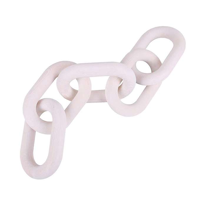 Wooden Chain Link Home Decor Hand 5-ring Art Craft Ornament for Table Tray Farmhouse Office Rustic