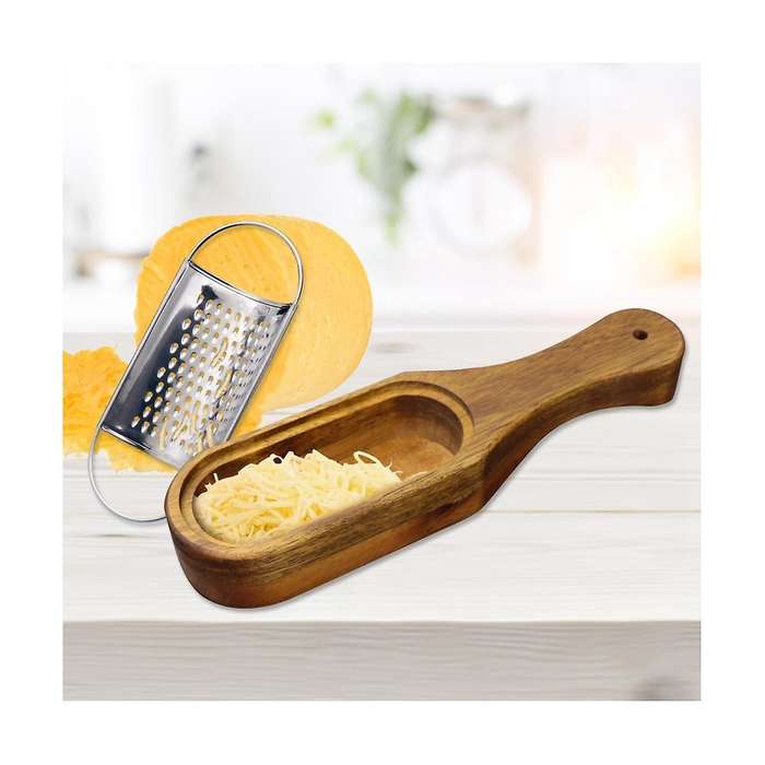 Wooden Cheese Grater with Handle,rustic Brown Cheese Shredder with Storage Space, for Cheese Lemon